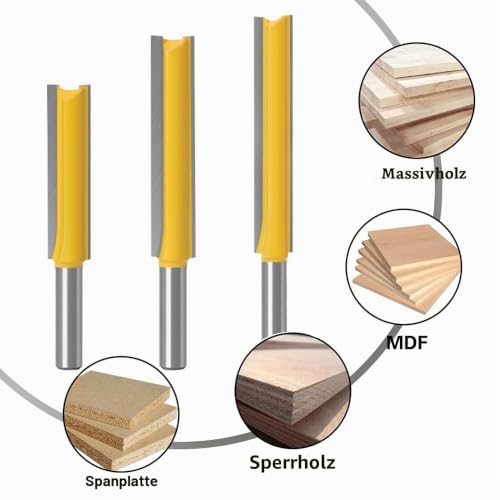 ASNOMY Pack of 5 8 mm Shank Straight Cutter Cutting Blade, Milling Cutter Groove Cutter Wood Cutter Flush Cutter for Wood, Extra Long Cutting Length -30 mm, 40 mm, 50 mm, 63 mm, 76 mm 5 Stück Gerades Fräser