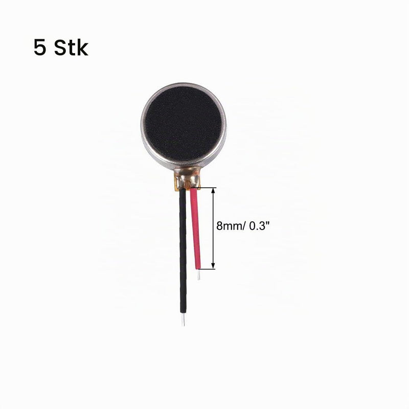 sourcing map Mini Vibration Motors DC 3V-5V 67mA Flat 8 x 3 mm Pack of 5 | Coin Button Type Micro Brushless for Mobile Phone