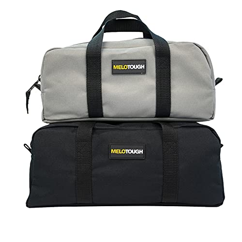 MELOTOUGH Utility Tool Tote bag Tool Organizer Bags + Electrician Tool Bag with shoulder strap, HAVC Tool bag, Open Top Tool Carrier with plastic tray(18 inch)