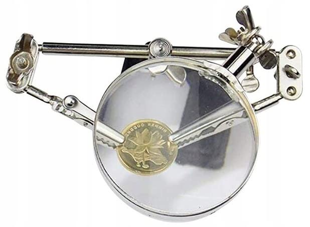 Retoo soldering aid third hand with 2.5X magnifying glass and 2 helping hands, soldering station with magnifying lamp and 2 flexible metal arms for craft lovers, welders, jewelry makers, soldering iron station, soldering accessories