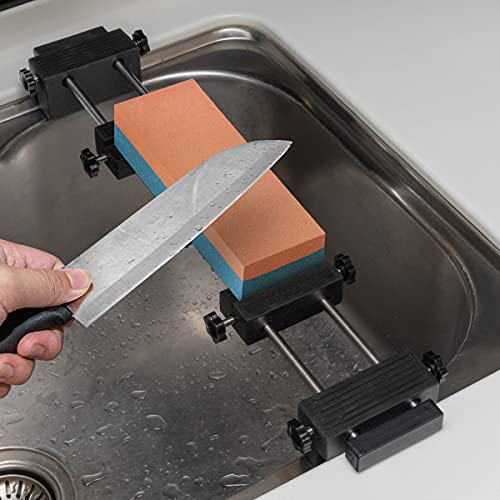 POWERTEC Sharpening Stone Holder - Adjustable Whetstone Stone Holder, 3-1/4" to 14-1/4", Non-Slip Rubber Base for Secure Knives Sharpening for Kitchen w/knife Sharpener, Wet, Diamond Stone (71671) Large