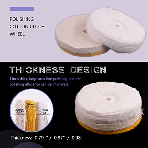 Swpeet 8" Buffing & Polishing Wheels Kit - 6PCs Including 3PCs Compounds, Cotton & Flannel Pads for Bench Grinder NO.11 Buffing Polishing Wheels