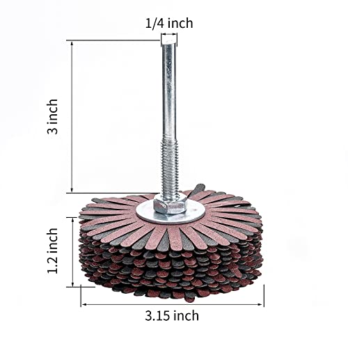 7-Pack Abrasive Cloth Flap Wheel - 1/4 Inch Shank for Woodworking Root Carving Furniture Polishing,Mop Sander Sanding80, 120, 150, 180, 240, 320, 400 Grit,Sanding Mops Woodworking 7pcs