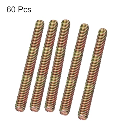 uxcell 60pcs Fully Threaded Rods 5/16 x 3 Inch All Thread Studs Long Threaded Screw Carbon Steel for Furniture Garden Railing Mounting Assembly Fastening Frame Connection Color Zinc 60