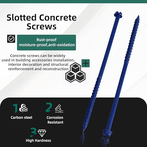 50-Pack 1/4" * 6" Hex Head Concrete Screw Anchor, Concrete Screws