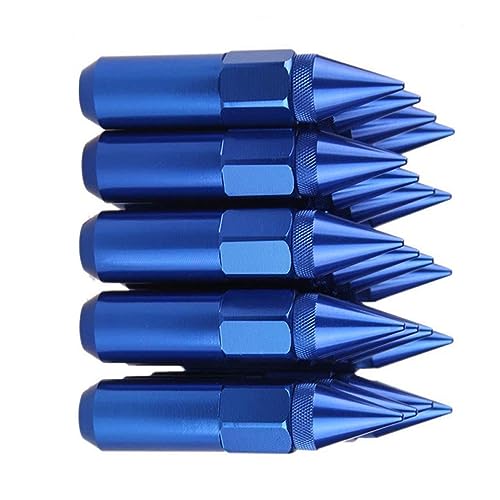 Riloer Extended Tuner Aluminum Wheels Rims Lug Nuts, M12X1.5 Extended Tuner Aluminum 60mm Wheels Rims Lug Nuts with Spike, Universal Fit, Red