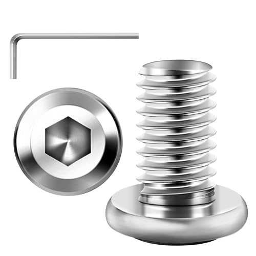 Mywish 30Pcs M8 x 12mm Flat Head M8x1.25 Bolt Hex Socket Cap Screws Bolts & M8 x 12mm 20Set Flat Head Hex Socket Cap Screws Bolts with Barrel Nuts, 304 Stainless Steel Furniture Bolts Full Thread