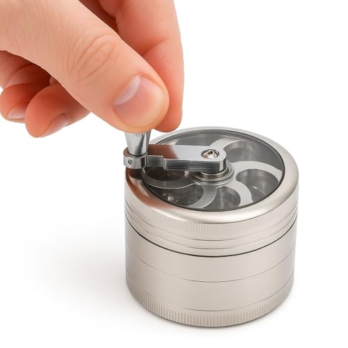 Weedness Windmill Grinder 63 mm 4 pieces with Kief Filter - Metal Crusher Stainless Steel Mini Small Crusher Large 63 mm 4 pcs.