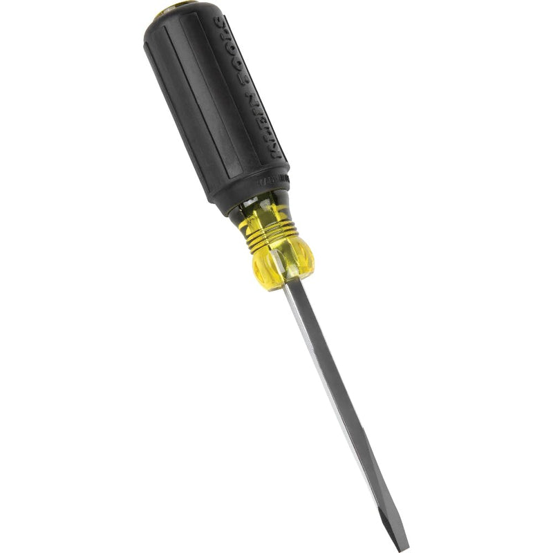 Klein Tools 600-4 1/4-Inch Keystone Cushion-Grip Screwdriver, Made in USA Sqaure Shank 1/4-Inch Keystone Tip, 4-Inch Shank