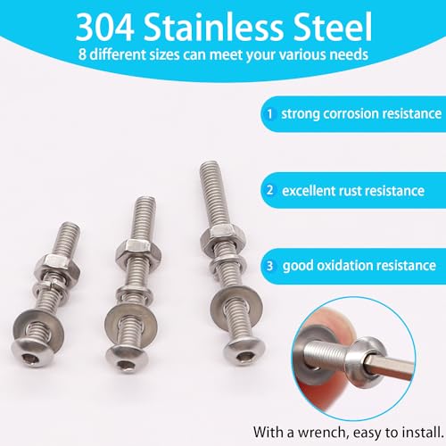 580PCS M3 x 6/8/10/12/16/20/25/30mm Button Head Socket Cap Screws + 2285PCS Metric Screw Assortment Kit, 6-20mm Metric Bolt Assortment Kit M2 M3 M4 M5