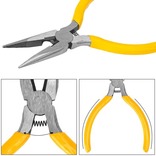 15 Pack Mini Needle Nose Pliers, 5 Inch Thin Needle Nose Pliers, Small Spring Loaded Nose Pliers for Precision Crafting, Jewelry Making & More