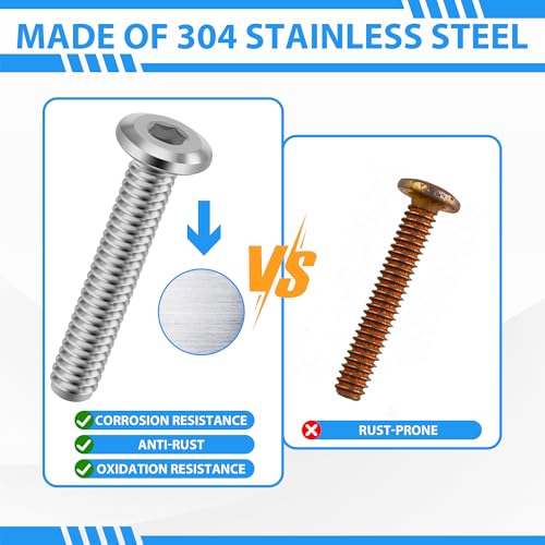Hurricane Shutter Screws 1/4-20 x 1-1/2'', 304 Stainless Steel Sidewalk Bolts, Rust-Resistant and Weatherproof Fasteners Hardware, Hex Socket Head Furniture Bolts with Drill Bit (100-Pack) 1/4X1-1/2'' 100