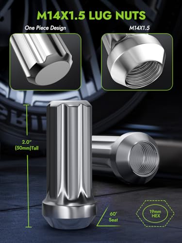 AUTOPTIM M14x1.5 24PCS 7 Spline Lug Nuts & Socket Key