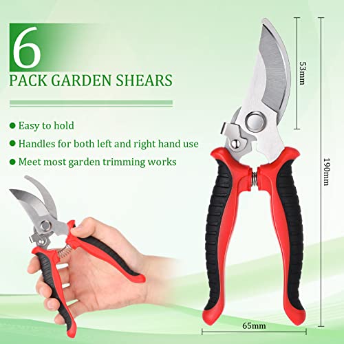 6 Pcs Garden Pruning Shears Heavy Duty Gardening Scissors,Red Black Red Black
