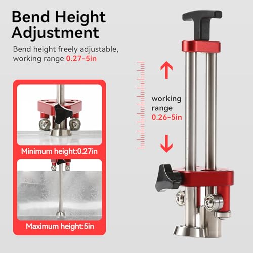 Sheet Metal Roller 1 Station Metal Bender， Metal Roofing Tools，Sheet Metal Fabrication，0-100° Bending Range，Quick setup, lightweight and highly portable (5in) Red