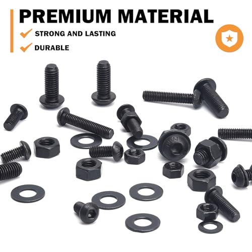400PCS M6 M8 Button Head Screws Kit, GTERNITY M6-1.0 M8-1.25 Assorted Machine Screws Nuts Washers Alloy Steel Black Oxide Metric Internal Hex Screws Bolts Nuts Washers Set M6 m8 400 B
