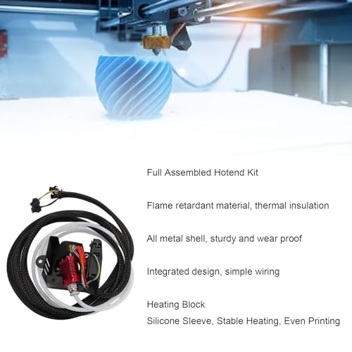 Ender 3 Hotend Replacement Full Assembled All Metal Extruder Kit 24V with Brass Nozzle Aluminum Block Cooling Fan for 3D Printer Upgrade Easy Install