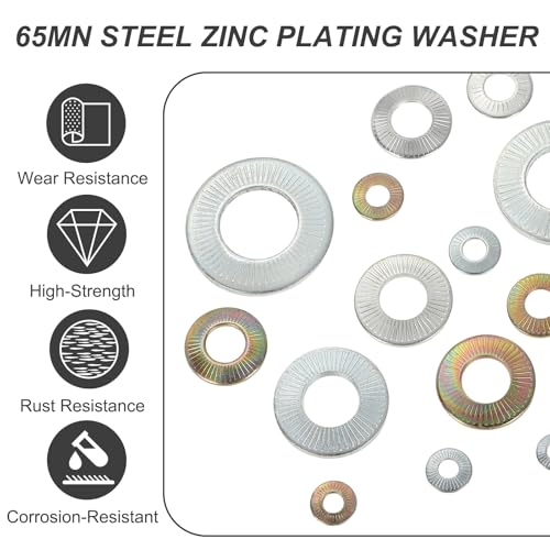 PATIKIL M16x32x2mm Flat Washers 20Pcs 65Mn Steel Belleville Spring Disc Washer Conical Knurled Metric Gasket for Automotive Industrial Construction (White Zinc Plating) White Zinc Plating 20