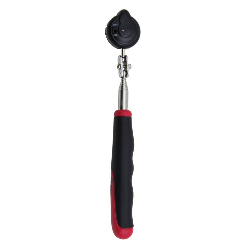 Ullman Devices HTE-LT2 Round Inspection Mirror - Swivel Free LED Telescopic Mirror with Quick Release Tab, Stainless Steel Handle Diameter: 1-3/8", Length: 6-1/2" to 35"