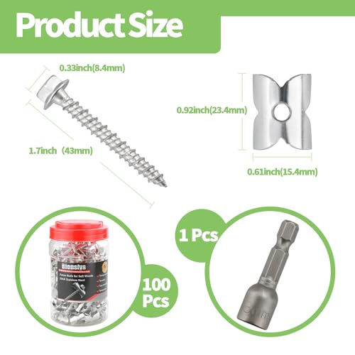 Reusable Wire Fence Staples 1.7in 100PCS, 304 Stainless Nails for Wood SS1.9IN*100PCS