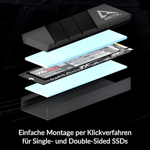 ARCTIC M2 Pro (Black) - Heatsink Cooler for M.2 2280 SSD | With ARCTIC TP-3 thermal pads, compatible with PC & PS5, for double and single-sided SSDs black
