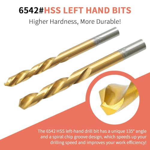 Screw Extractor Set, 37# Cr-Mo & 6542 HSS Steel Cobalt Left-Hand Drill Bit, Easy Out Broken Bolt Remover Reverse, Ez Out Stripped, Rounded-Off, Damaged Bolts, Screws&Studs Removal Tool (18-Pieces) 18-Pieces