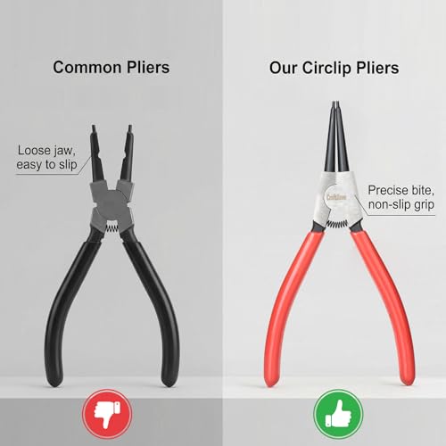 4-Piece Snap Ring Pliers Set – Internal and External C-Clip Pliers, Snap Ring Tool Kit for Removing/Installing Retaining Rings, Heavy Duty Carbon Steel 4 Pack