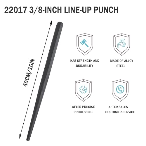 22017 3/8-Inch Line-Up Punch,Cone 7/8” to 3/8”，15” Long 1 Pack