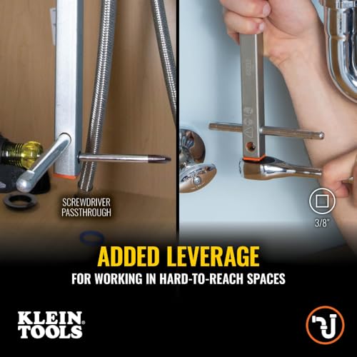 Klein Tools 68232 Telescoping Basin Wrench, Adjustable 10-17-Inch Plumbing Wrench with 1-1/4-Inch Jaw Capacity, Ideal for Hard to Reach Spaces