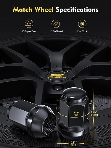 MIKKUPPA 1/2-20 Lug Nuts & 1/2"-20 Trailer Lug Nuts, Open End Style for Trailer Tire Wheel 509 Lug Nuts, Replacement for 1987-2018 Jeep Wrangler JK, 2002-2012 Jeep Liberty