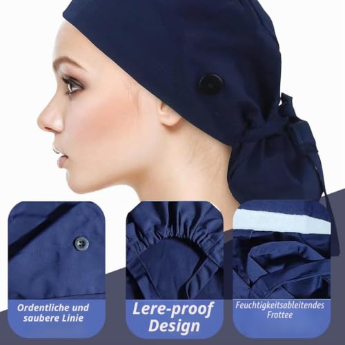 Surgical Caps Women's Surgical Hood Fabric Surgical Caps Women's Long Hair Surgical Caps Fabric Nurse Accessories for Doctors Dentists Pharmacists Veterinarians Medical Staff (Blue)