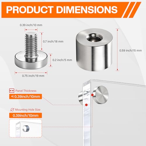 50 Pack 3/4" x 3/4" Stainless Steel Standoff Screws for Acrylic Signs, Silver 3/4" x 3/4" , 50 Pcs