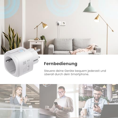 Smart Socket 16 A, WiFi Socket with Current Measurement, Pack of 4 | Smart Home Alexa socket works with Alexa & Google Home, timer, app remote access, no hub necessary, only 2.4 GHz WiFi White