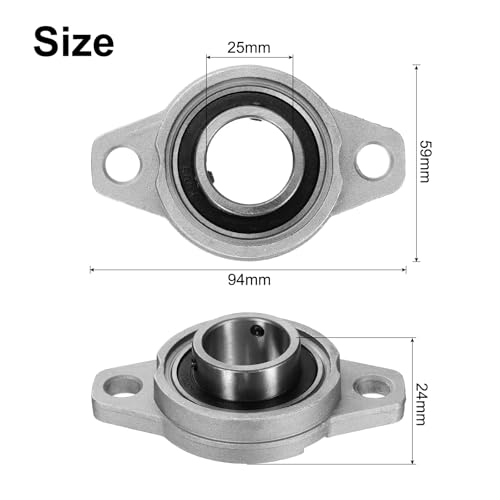 sourcing map 4pcs KFL005 Pillow Block Bearings 25mm Bore Bearing Units Zinc Alloy Flange Mounted Bearing Housing, P6(ABEC3)