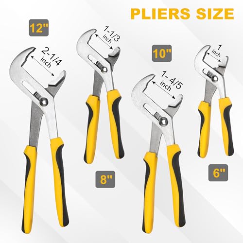 TOPLINE 4-Piece Groove Joint Pliers Set, Rolling Pouch Included