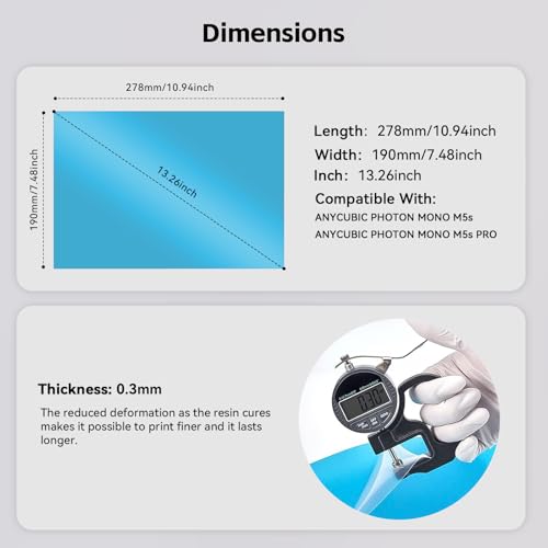 UniTak3D Photon Mono M5S/M5S Pro/M7 Pro/Saturn 3 Ultra ACF Release Film 278×190mm 3Pcs