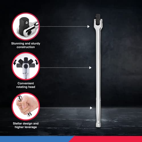 NEIKO 00206A 1/2" Breaker Bar, 1/2-Inch Drive 24-Inch Breaker Bar, Flex Head Chrome-Moly Cr-Mo, Lug Nut Wrench, Tire Bar, Cheater Bar 1/2" Drive 24" Length