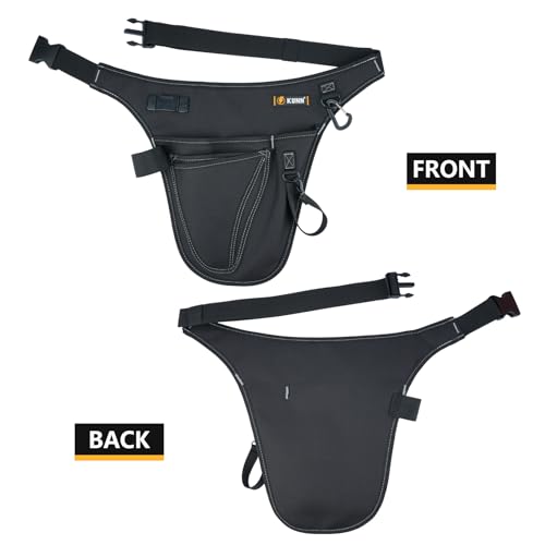 KUNN Garden Tool Organizer Belt Multifunctional Work Apron Pouch for Gardeing Florist Plumbing,Black + Bucket Tool Organizer 5 Gallon with Hangable Handle 18-Pocket Detachable Bucket Bag