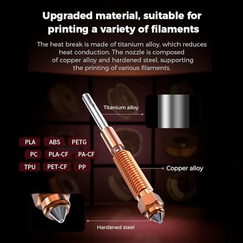 Creality K1C Ceramic Heating Block Kit, 3D Printer Parts All Metal Quick-Swap Nozzle Kit Heat Break 300°C High Temperature Resistance Hotend Heating Block Kit with for K1C K1C Old Version