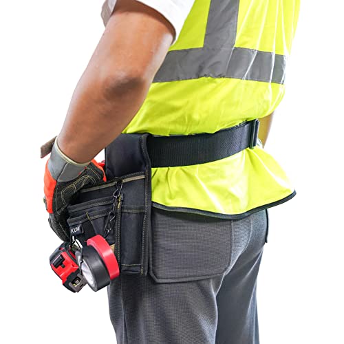 MELOTOUGH Tool Web Work Belt Buckle 2" inch Wide belt Black Simple Style for Woodworkers and Contractors+ Carpenter Tool Pouch with 10 Pockets,Electrician Tool Pouch