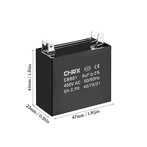 QUARKZMAN 450V AC 8uF Fan Capacitor Dual Insert CBB61 Running Capacitor | Fan Capacitor Dual Insert CBB61 Running Capacitor for Electrical Appliances