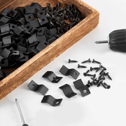 Ferraycle 200 Sets Z Clips Table Top Fasteners with Screws, Black