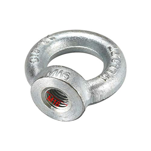 uxcell Lifting Eye Nut M16 Female Thread C15 Carbon Steel Round Shape for Rope Fitting Pack of 5
