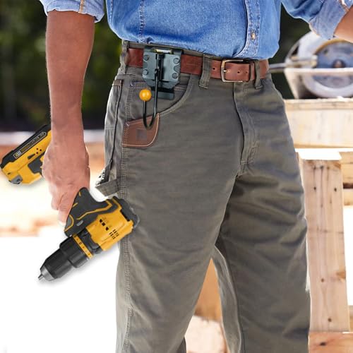 MELOTOUGH Tool Belt Hook Tool Holster Cordless Drill Holster Hook with Metal Clip for Work Belt (Grey 2pcs and Black 1pcs)