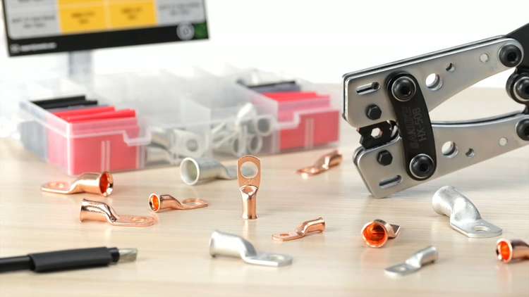 Sanuke Battery Cable Crimper Tool for AWG10-1/0, 78pcs Copper Lug Terminals 1pcs Crimper+188pcs Accessories