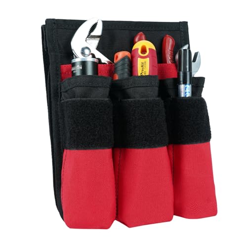 MELOTOUGH 7-Pocket Firefighter Tool Pouch with Carry Handle and Flap + Firefighter Bag Fireman SCBA Air Respirator Storage Bag (Red)