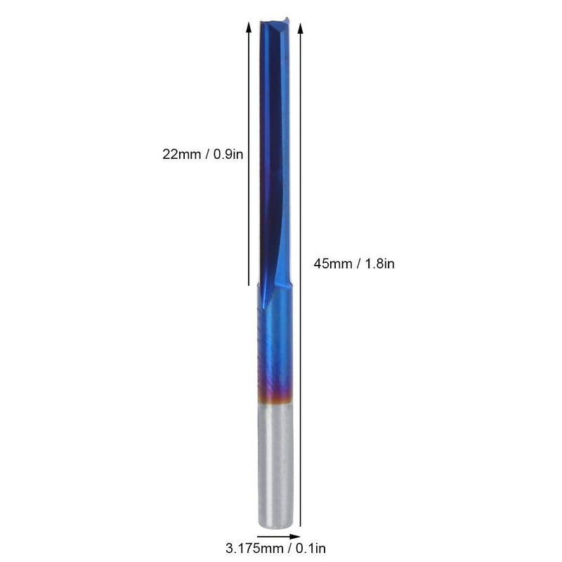 10Pcs 3.175mm CNC Router Carbide 2-Flute Straight Nano Blue Coating End Mill, Handle Milling Tool for Processing Wood