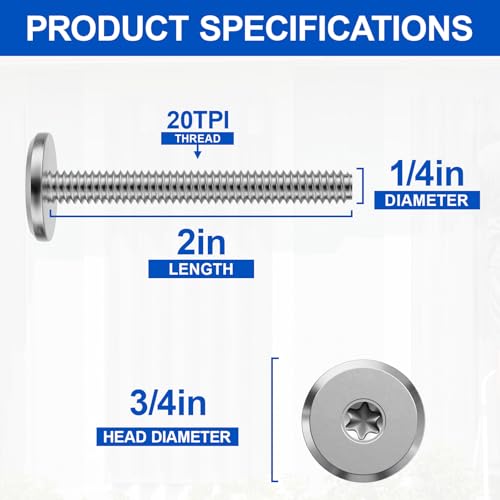 Combo Sidewalk Screws Bolts 1/4" X 2" 100-Pack Hurricane Shutter Hardware Combo: 1/4" x 2"