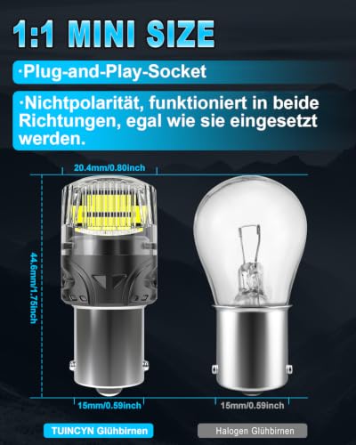 TUINCYN 1156 Light Bulb 500% Brightness 12V Super Bright 6000K White 2800LM for Indoor, Outdoor and Landscape Lighting (Pack of 2)