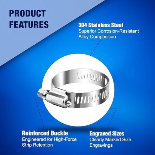 New Age America® 700pcs Blind Pop Rivets & Backup Washers | Hose Clamps Assortment & Tool | 3/32" to 1/4" | 1/4" to 1-1/2" | SAE Size Aluminum Rivets | Small Hose Clamps | Rivet Kit w Steel Mandrel